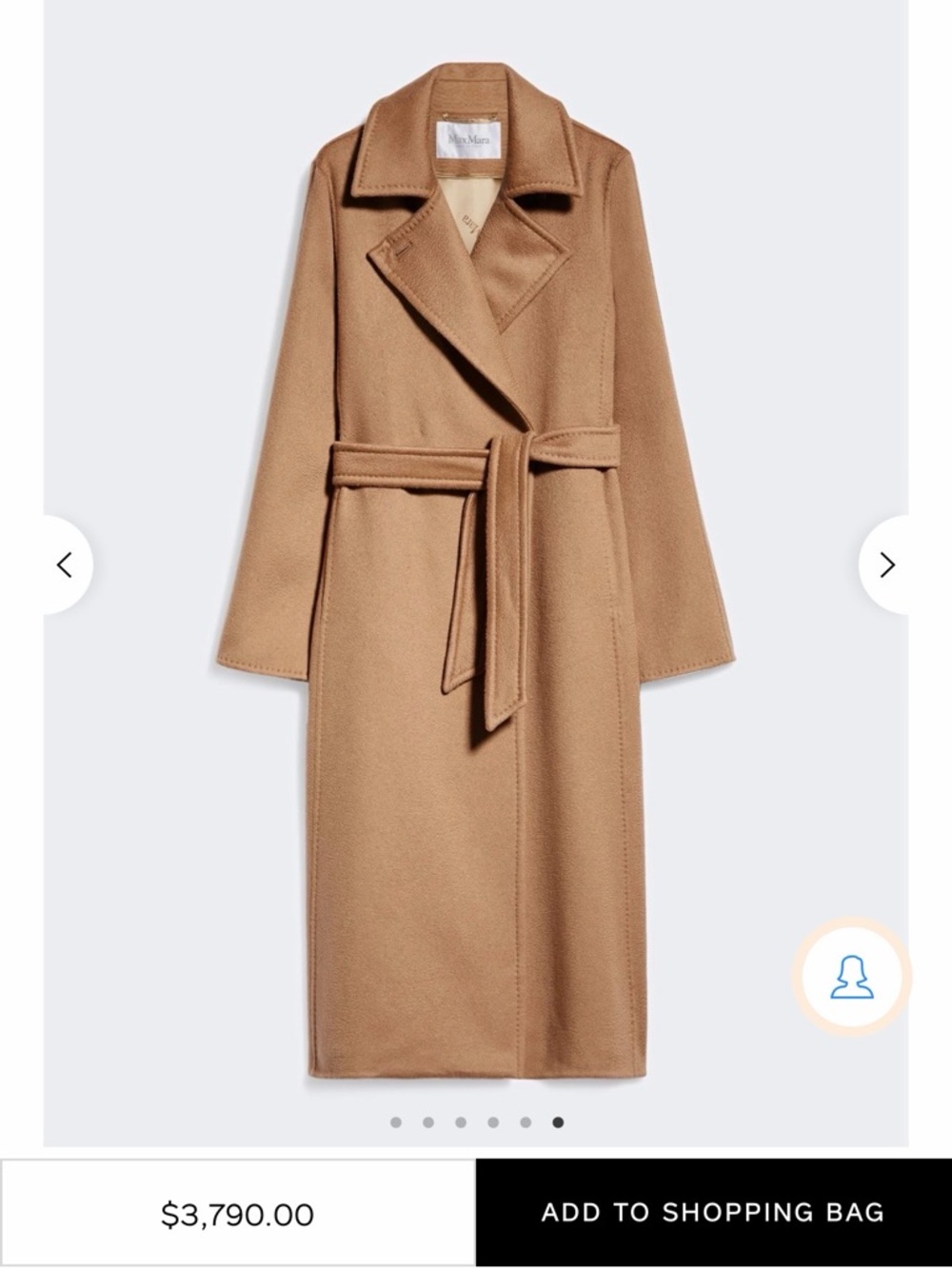 MaxMara Tan Wool Coat with Satin Lining - Picture 1 of 8